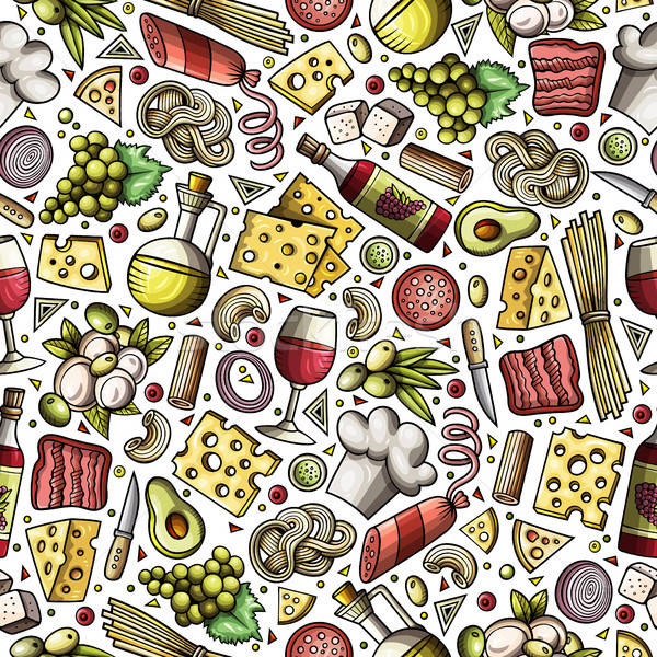Karikatür sevimli İtalyan gıda renkli Stok fotoğraf © balabolka