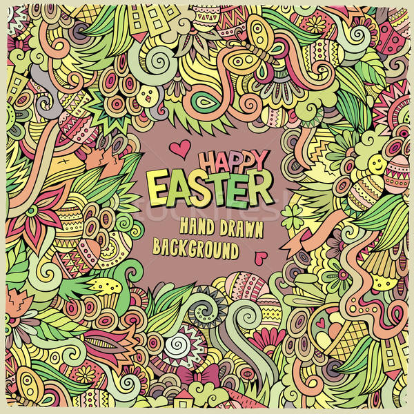 Stock photo: Doodles abstract decorative Easter vector frame