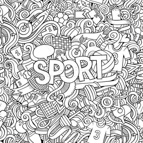 Sport hand lettering and doodles elements background. Stock photo © balabolka