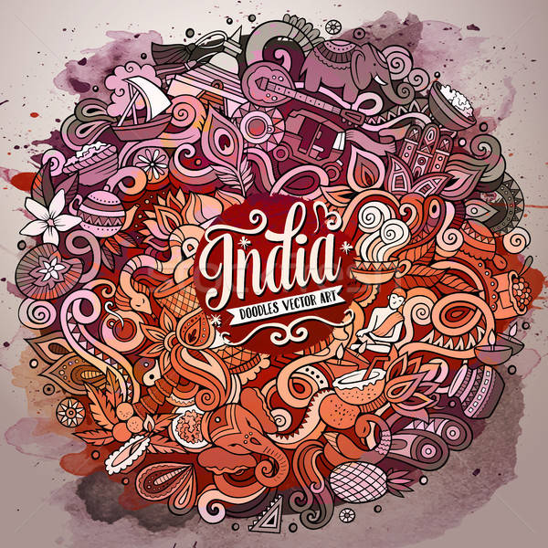 Cartoon cute doodles hand drawn India illustration Stock photo © balabolka