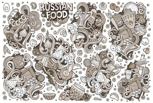 Vector cartoon set of Russian food doodles designs Stock photo © balabolka