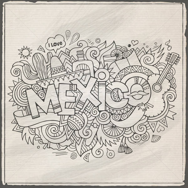 Mexico hand lettering and doodles elements background Stock photo © balabolka