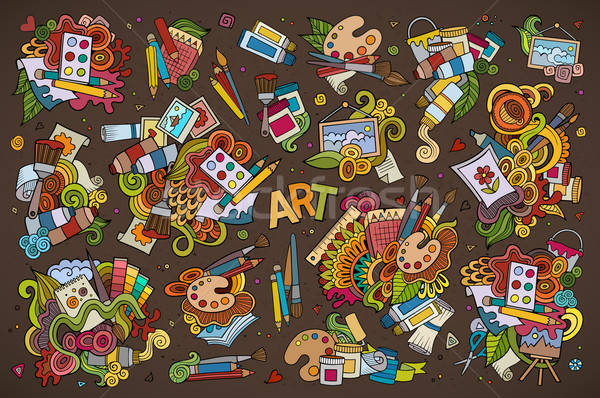 Art and paint materials doodles hand drawn symbols Stock photo © balabolka
