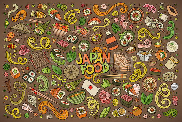 Vektor Karikatur Set Japan Essen Objekte Stock foto © balabolka