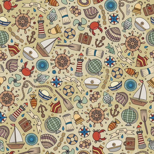Cartoon nautical seamless pattern Stock photo © balabolka