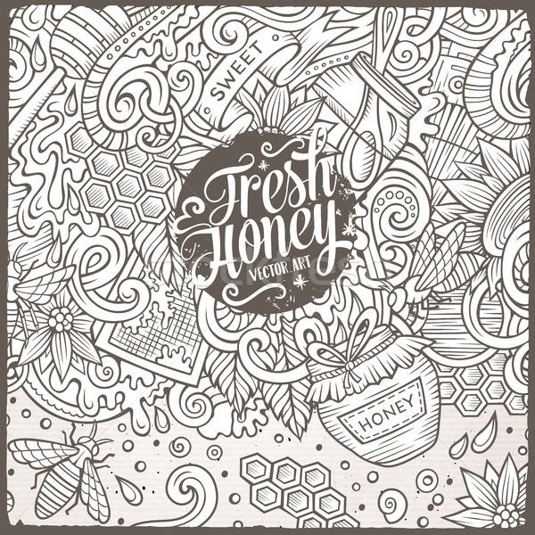 Cartoon doodles Honey frame design Stock photo © balabolka