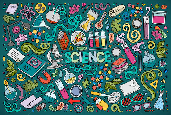 Vector cartoon set of Science theme objects and symbols Stock photo © balabolka