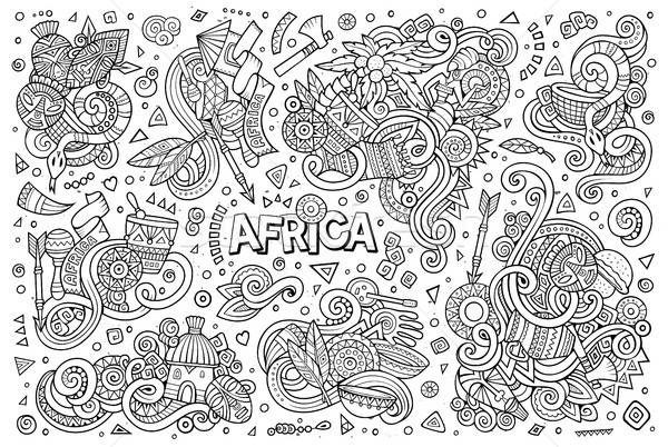 Vettore doodle cartoon set africa disegni Foto d'archivio © balabolka