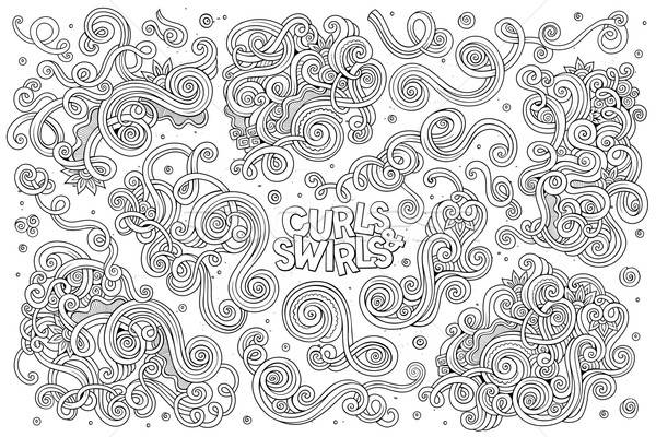 Vector hand drawn Doodle cartoon set of curls and swirls  Stock photo © balabolka