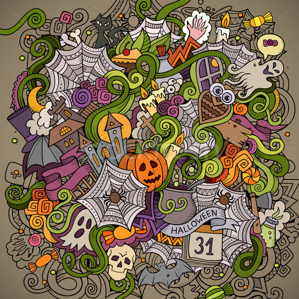 Stock foto: Karikatur · Vektor · Kritzeleien · Halloween · Symbole · Essen