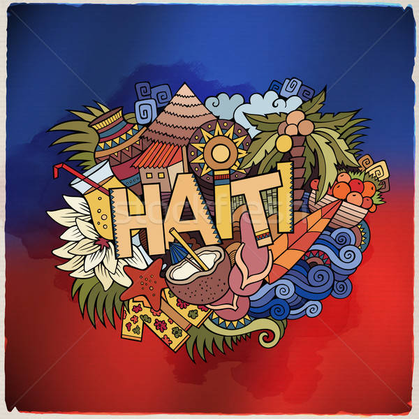 Haiti hand lettering and doodles elements Stock photo © balabolka