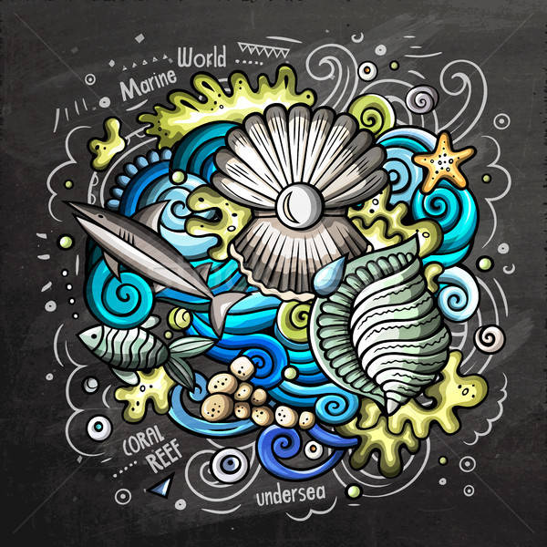 Underwater cartoon vector doodle chalkboard illustration Stock photo © balabolka