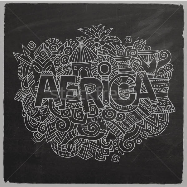 Stock fotó: Afrika · vektor · kéz · firkák · elemek · tábla