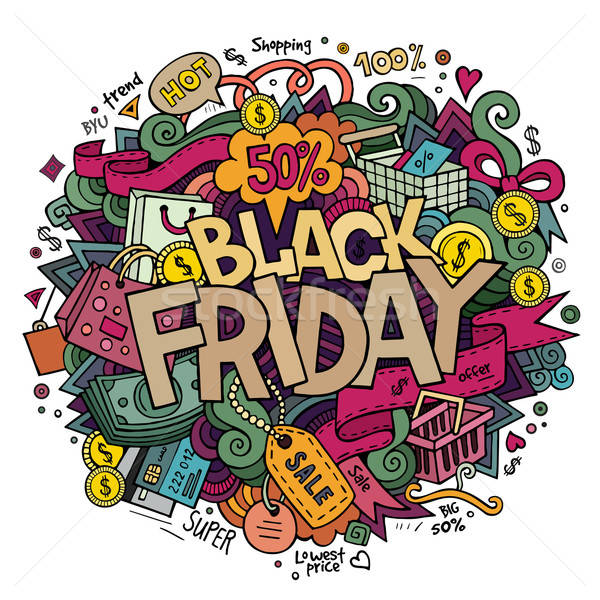 Black Friday sale hand lettering and doodles elements  Stock photo © balabolka