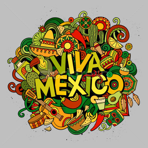 Viva Mexico sketchy outline festive background Stock photo © balabolka