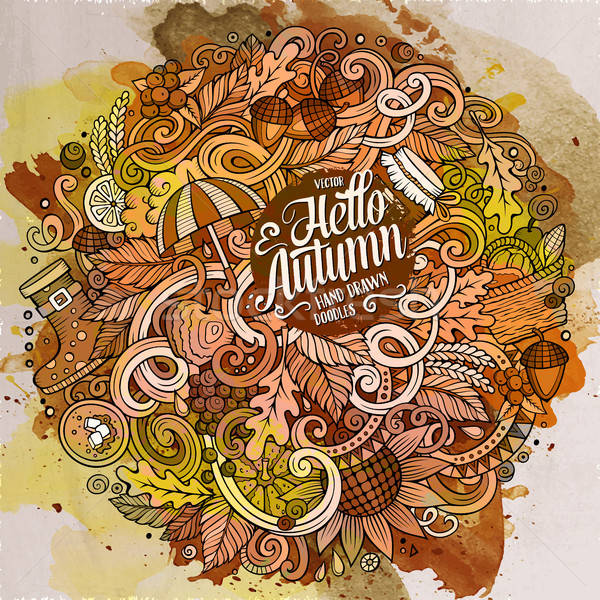 Cartoon cute doodles hand drawn autumn illustration Stock photo © balabolka