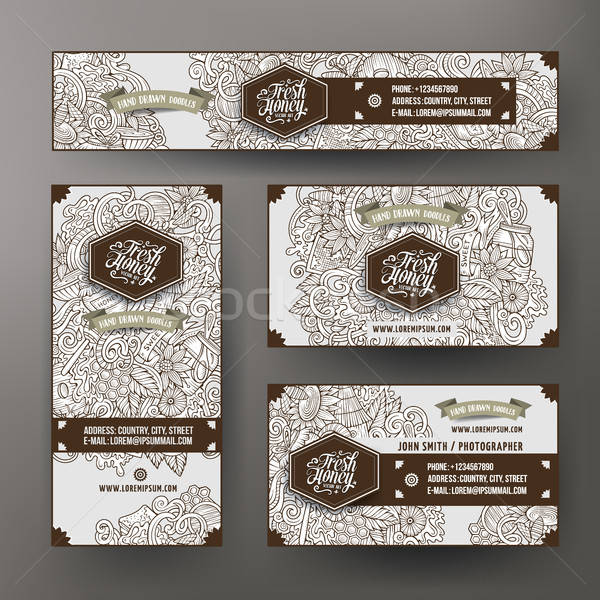 Corporate Identity templates set design with doodles Honey theme Stock photo © balabolka