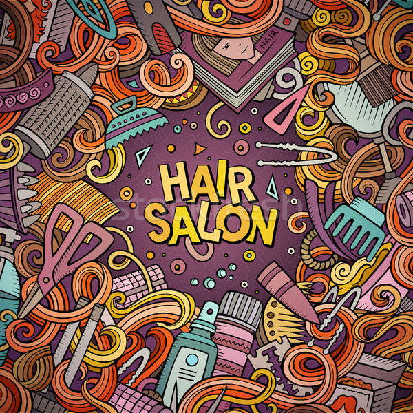 Desenho animado bonitinho salão de cabeleireiro quadro projeto Foto stock © balabolka