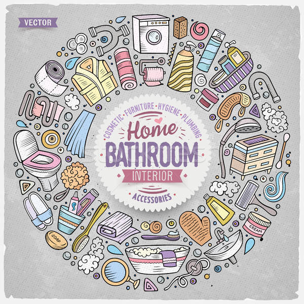 Vector set of Bathroom cartoon doodle objects Stock photo © balabolka