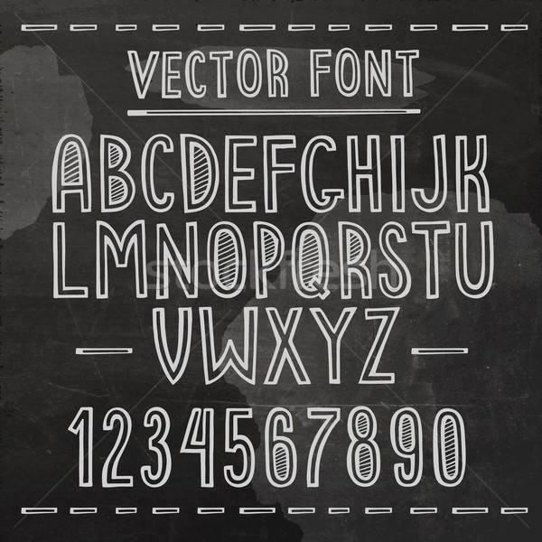 Kézzel rajzolt betűtípus vektor tábla ábécé csík Stock fotó © balabolka