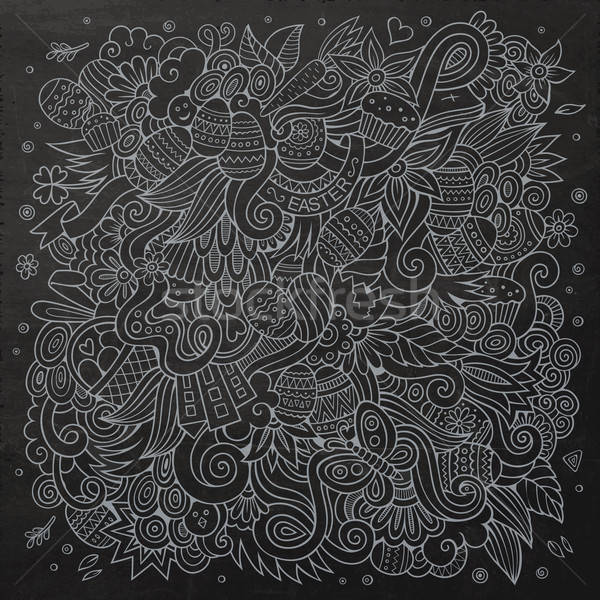 Cartoon chalkboard doodles on the subject of Easter Stock photo © balabolka