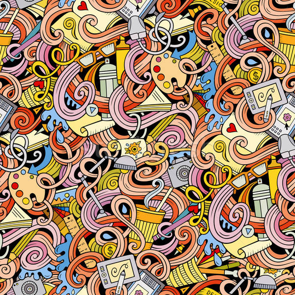 Cartoon hand-drawn doodles on the subject of Design seamless pattern Stock photo © balabolka