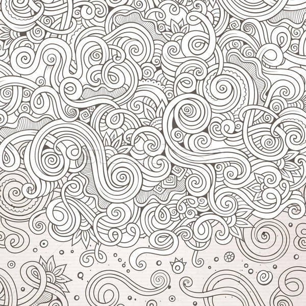 Cartoon cute doodles curls frame design Stock photo © balabolka