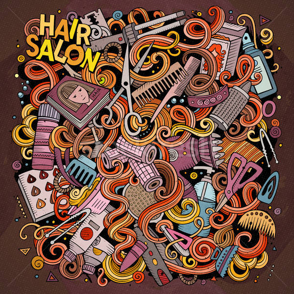 Desenho animado salão de cabeleireiro ilustração bonitinho Foto stock © balabolka