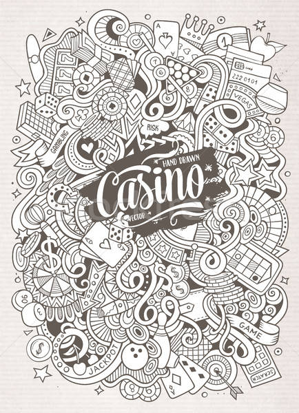 Stock photo: Cartoon hand-drawn doodles casino, gambling illustration