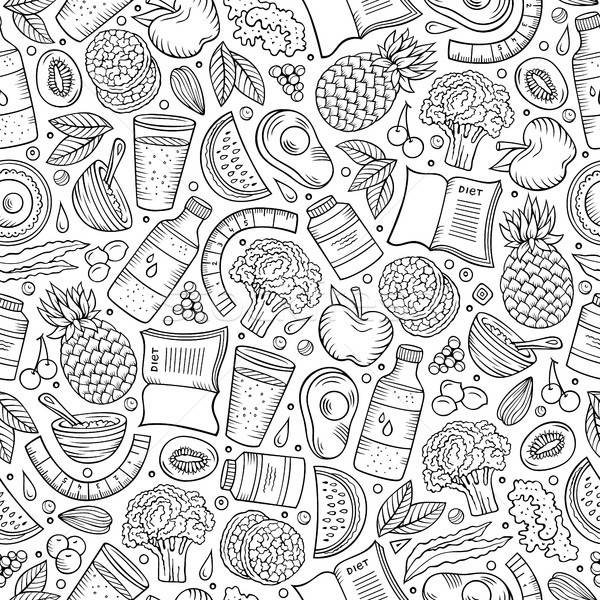 Rajz diéta étel végtelen minta szimbólumok tárgyak Stock fotó © balabolka