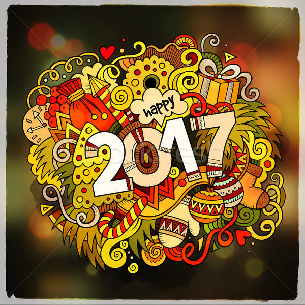 2017 year hand lettering and doodles elements illustration Stock photo © balabolka