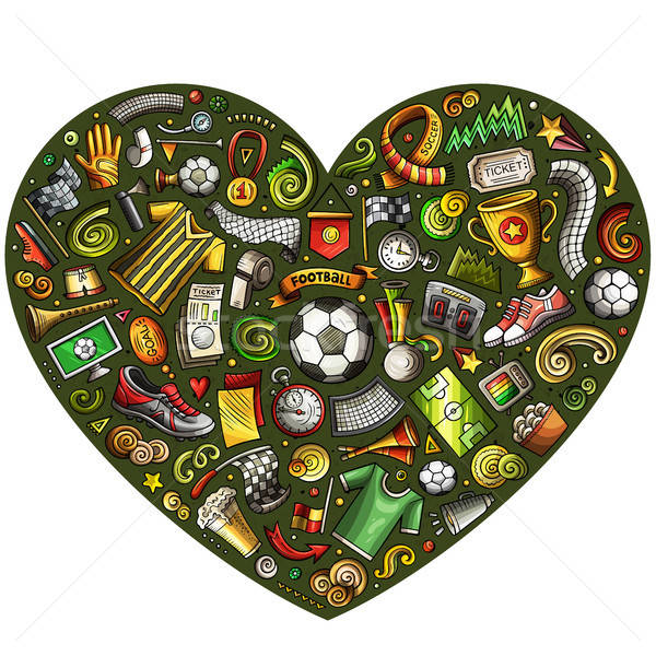 Ingesteld vector cartoon doodle voetbal objecten Stockfoto © balabolka