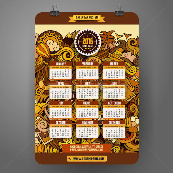 Doodles summer Calendar 2016 year design Stock photo © balabolka