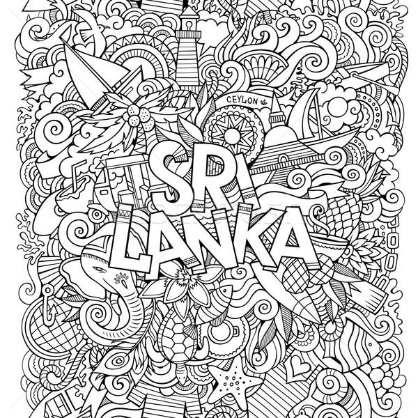 Sri Lanka país mano garabatos elementos símbolos Foto stock © balabolka