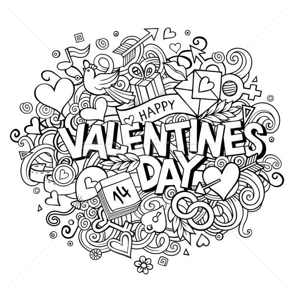 Stock photo: Cartoon vector hand drawn Doodle Happy Valentines Day