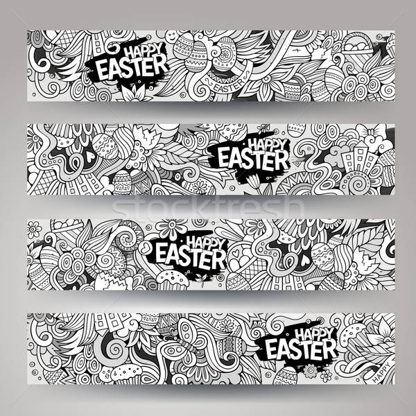 Stock photo: Corporate Identity vector templates set with doodles easter theme