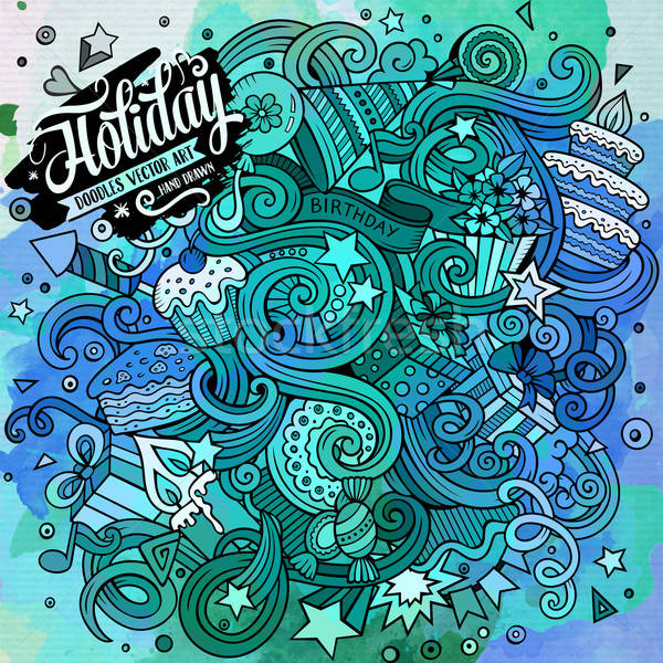 Stock photo: Cartoon hand-drawn doodles holidays illustration