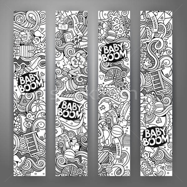 Cartoon vector doodles baby boom banners Stock photo © balabolka