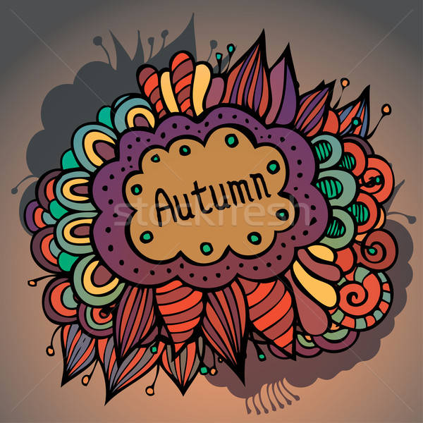 Vector autumn floral and leaves card design Stock photo © balabolka