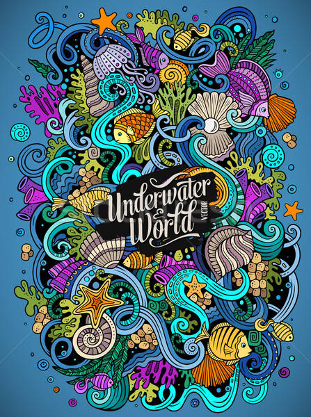 Cartoon hand-drawn doodles Underwater life illustration Stock photo © balabolka