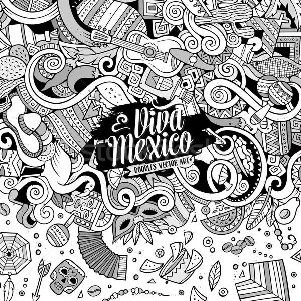 Cartoon hand-drawn doodles Latin American frame Stock photo © balabolka