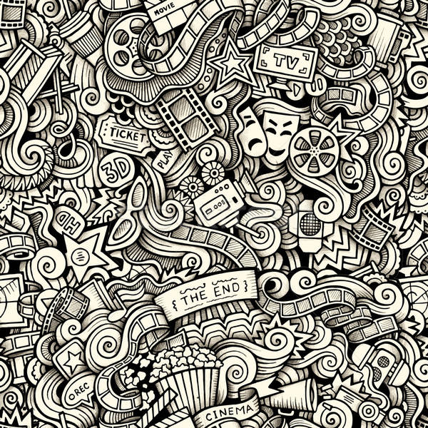 Cartoon hand-drawn doodles on the subject of Cinema style theme  Stock photo © balabolka