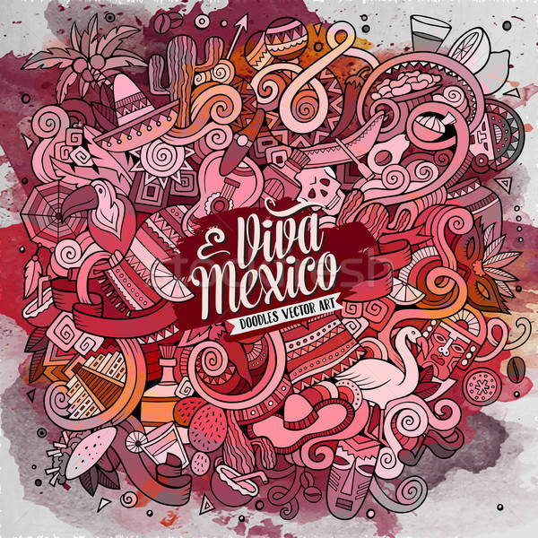 Stock photo: Cartoon hand-drawn doodles Latin American illustration