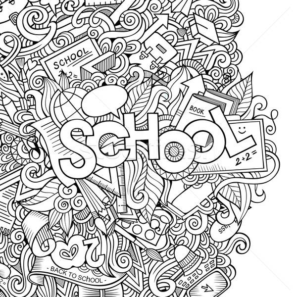 Cartoon vector school sketch background Stock photo © balabolka