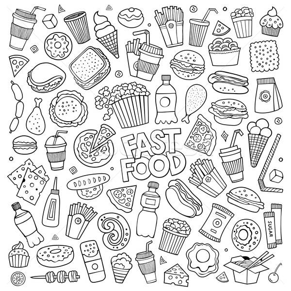 Fast food doodles hand drawn vector symbols  Stock photo © balabolka