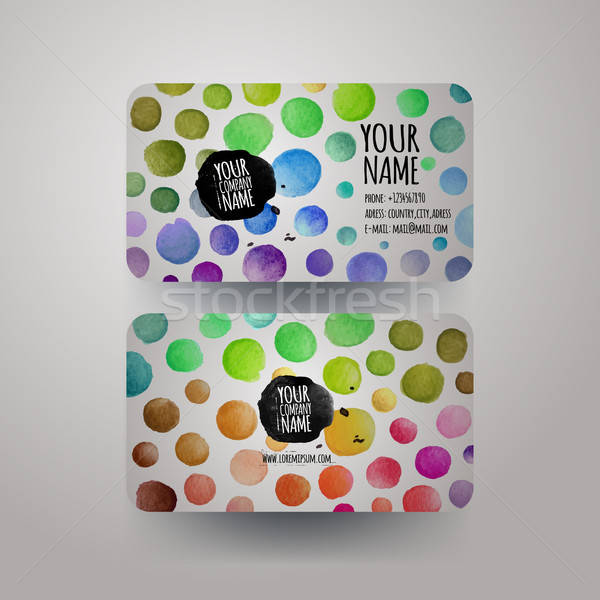 watercolor colorfull dots paint card design Stock photo © balabolka