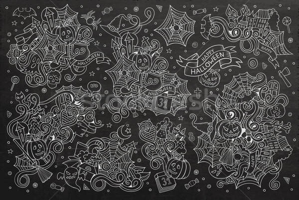 Chalkboard vector hand drawn Doodle cartoon set of objects Stock photo © balabolka