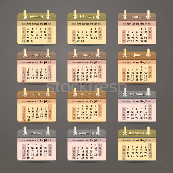 Calendrier année design anglais affaires bureau [[stock_photo]] © balabolka