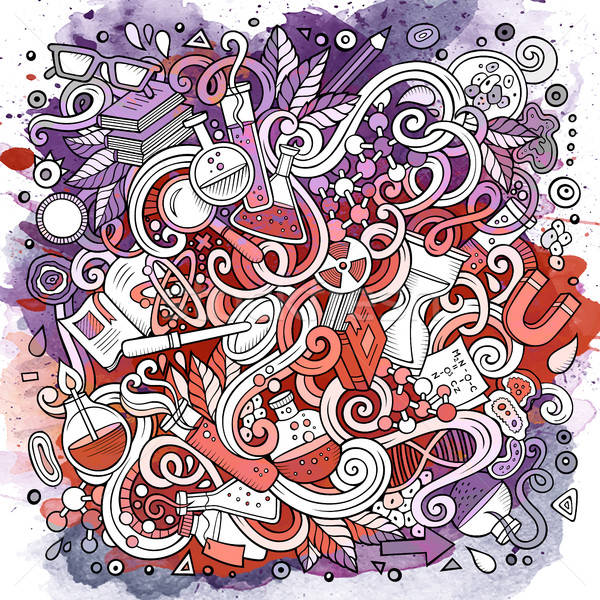 Cartoon cute doodles Science illustration Stock photo © balabolka