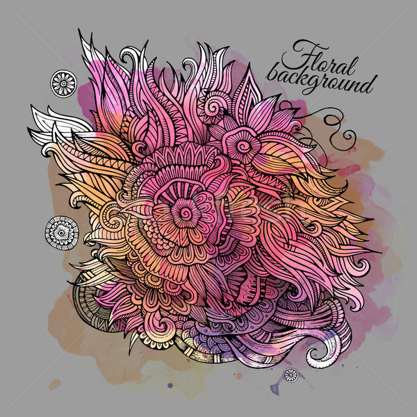 Stock photo: Vector watercolor paint abstract floral design
